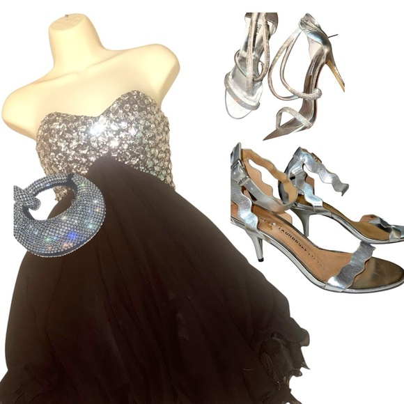 Strapless Sequin Black Dress - Picture 12 of 14